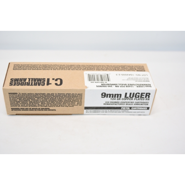 200 Rounds Wartak Pistol Cartridges 9MM Luger Ammunition