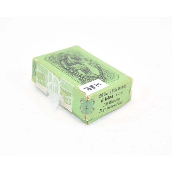 88 Pieces Sierra 1510 6mm .243 75gr H.P. Bullets