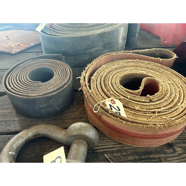 Vintage Woven Canvas Flat Drive Belt Roll with Red Stripe