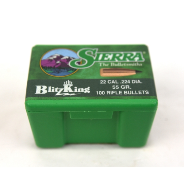 100 Pieces Sierra 22 Cal 55gr Bullets 