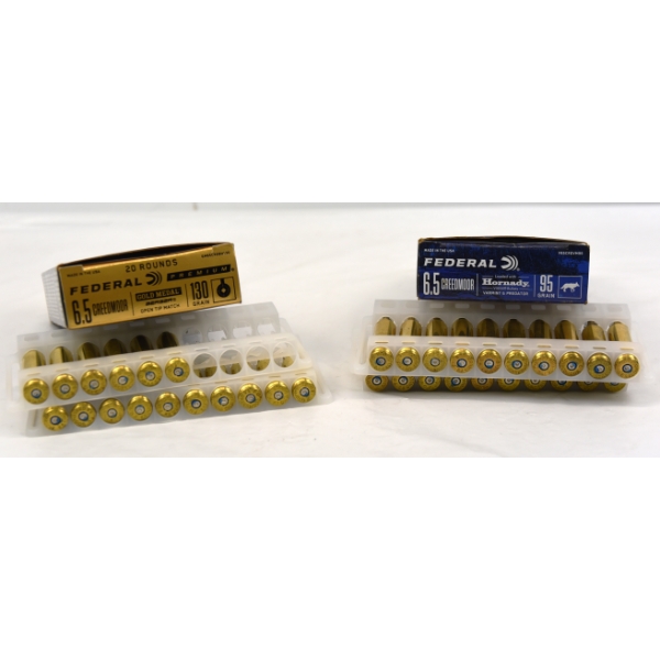 36 Rounds Assorted Federal 6.5 Creedmoor 95gr and 130gr Shot Brass