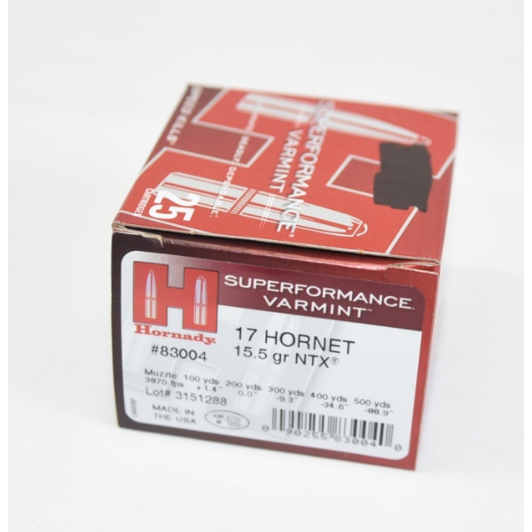25 Rounds Hornady 17 Hornet 20gr. V-Max Ammunition