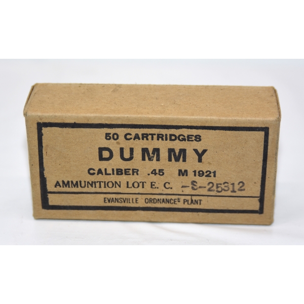 50 Rounds Evansville Ordnance Plant .45 Caliber M1921 Dummy Ammunition