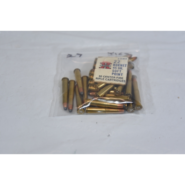 27 Rounds Winchester Western 22 Hornet Winchester 45gr JKT Ammunition