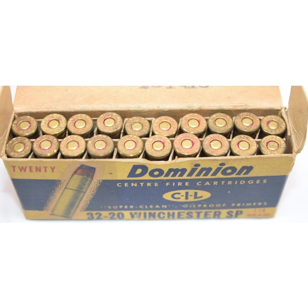 Collector’s Box 20 Rounds Dominion 32-20 Win 115gr JKT S.P. Ammunition