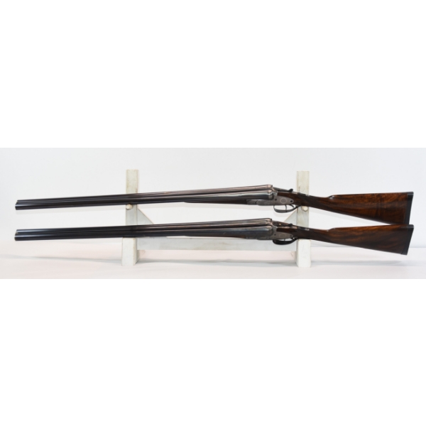 Cogswell & Harrison Matched Pair Side By Side 12 Gauge Shotguns In Oak/Leather Case