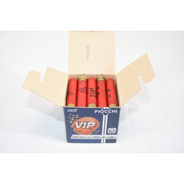25 Rounds Fiocchi VIP .410 Gauge 2-1/2" 1/2oz 9 Shot Ammunition