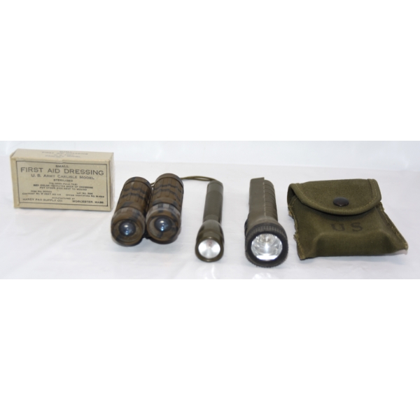 Canvas First Aid Kit, Mini Binoculars & 2 Mini Flashlights