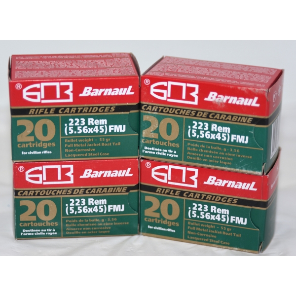 80 Rounds Barnaul .223 Rem 55 Grain Ammunition 
