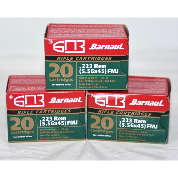 60 Rounds Barnaul .223 Rem 55 Grain Ammunition 