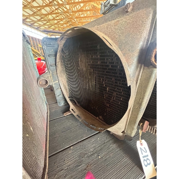Vintage Tractor Radiator w/ Fan Shroud & Spring-Mount Rods