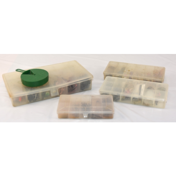Box Lot of Misc. Fishing Lures Includes 4 Clear Cases