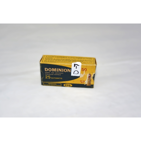 50 Rounds Dominion 25 Auto  M.C. Factory Ammunition