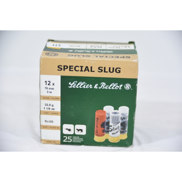 25 Rounds Sellier & Bellot 12 Gauge 3" Slug Ammunition 