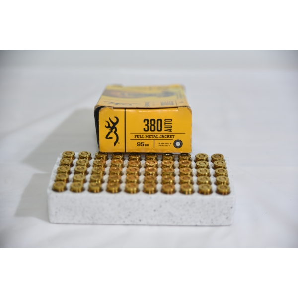 50 Rounds Browning 380 Auto 95gr FMJ Ammunition 