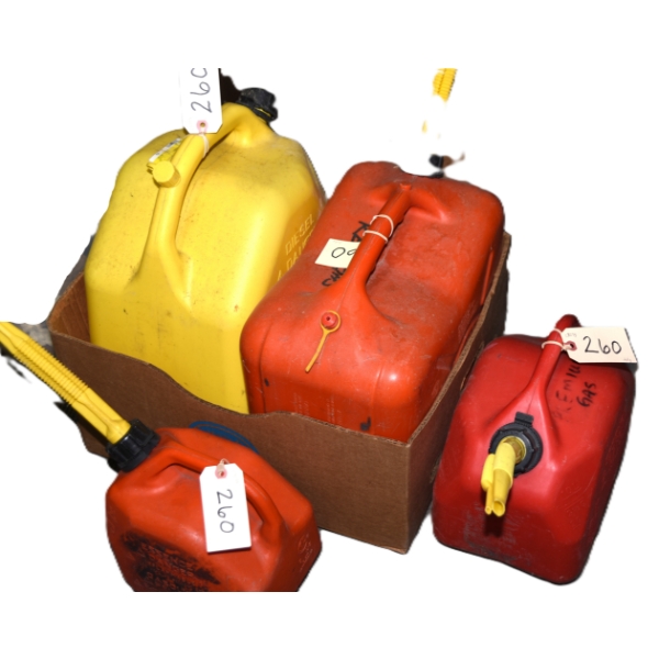 Box Lot of Fuel Cans
