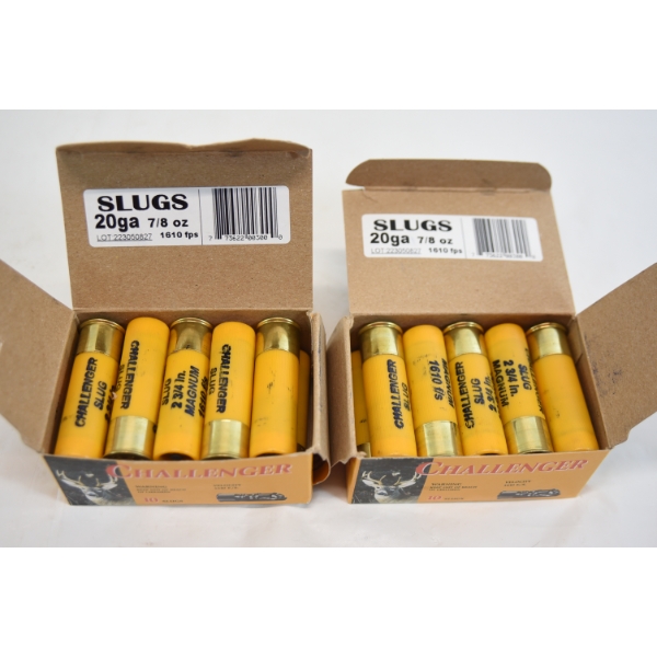 20 Rds. Challenger  20ga. 2-3/4" Magnum Slugs 