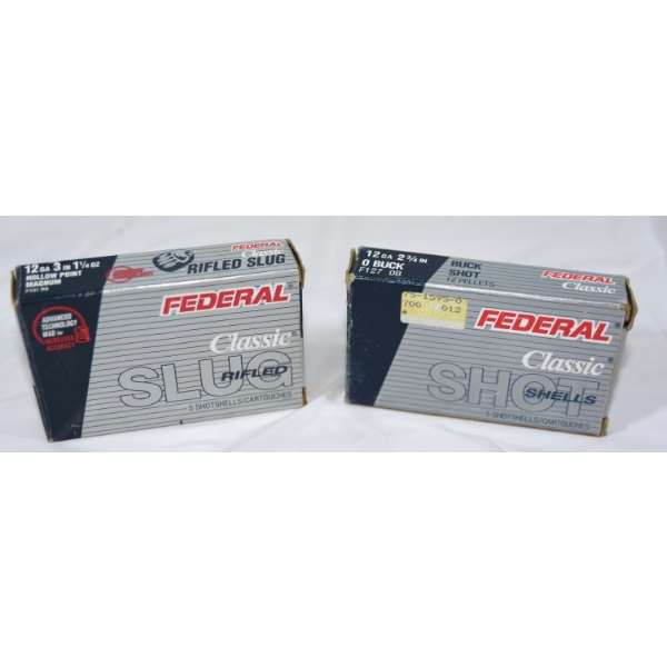 10 Rounds Federal 12 Gauge 2 3/4" Rifled Slugs & Buckshot
