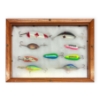 Image 1 : Framed Fishing Lure Display, 9 Lures incl. Canada Flag, Shimano & Crime Stoppers Spoons