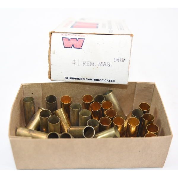 23 Pieces Winchester 41 Rem Mag New Unprimed Brass & 19 Pieces 41 Rem Mag Fired Brass