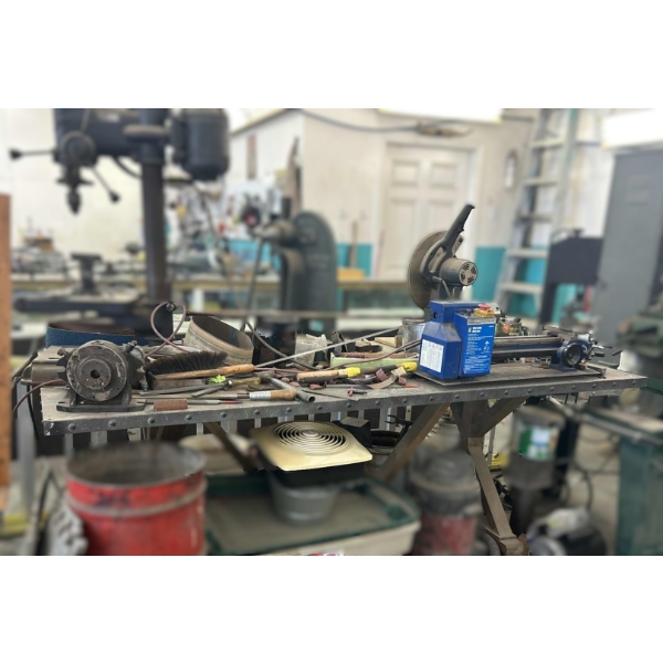 Wooden Table W/ Metal Top