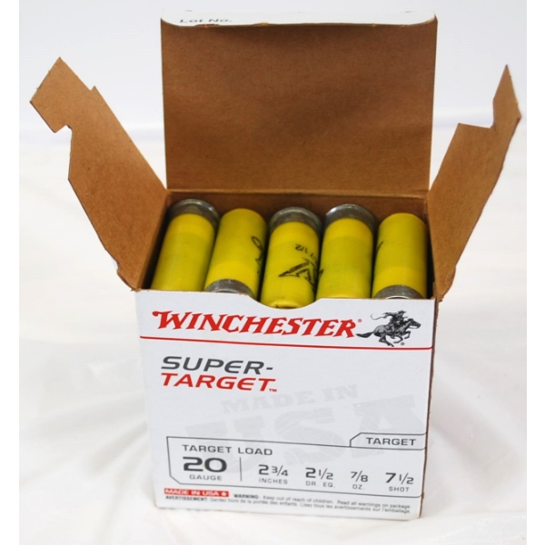 25 Shotgun Shells - Winchester Super- Target - 20 Gauge 2 3/4 7 1/2 Shot