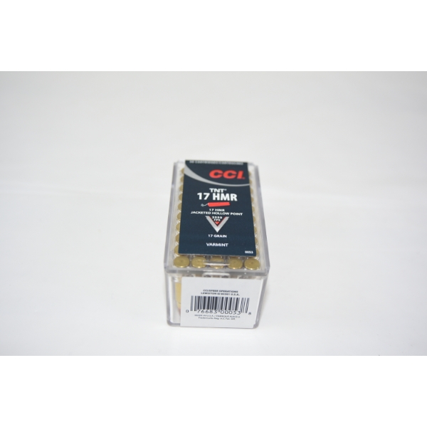 50 Rounds CCI TNT 17 HMR Jacketed Hollow Point Ammunition