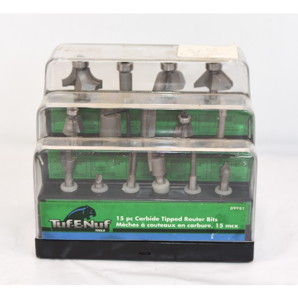 Tuf-E-Nuf 15 Piece Carbide Tipped Router Bits