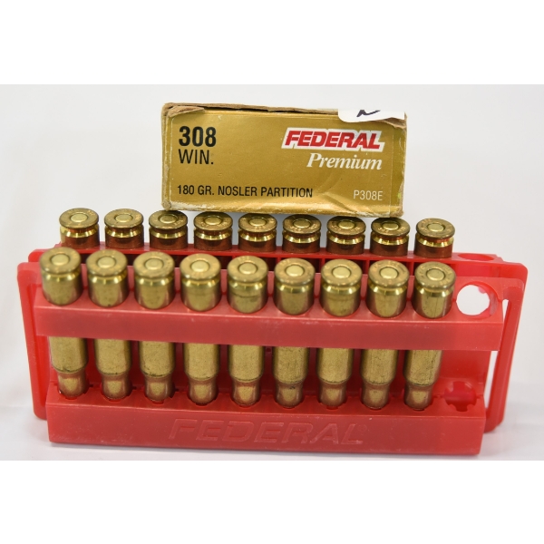18 Rds. Federal Premium 308 WIN 180gr Nosler Partition Ammunition 