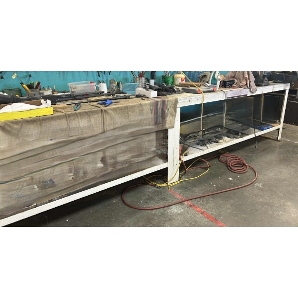 Work Bench W/ 2 Vices & Bench Grinder