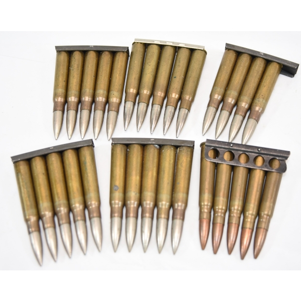 29 Rounds Surplus 8mm Mauser Caliber Ammunition On Stripper Clips