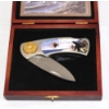 Image 3 : Collectible Eagle Head Folding  Knife In Wooden Display Case