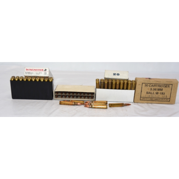 86 Rounds Assorted Brands 5.56 Caliber Ammunition