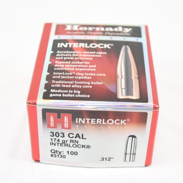 100 Pieces Hornady Interlock 303cal. 174gr. Bullets