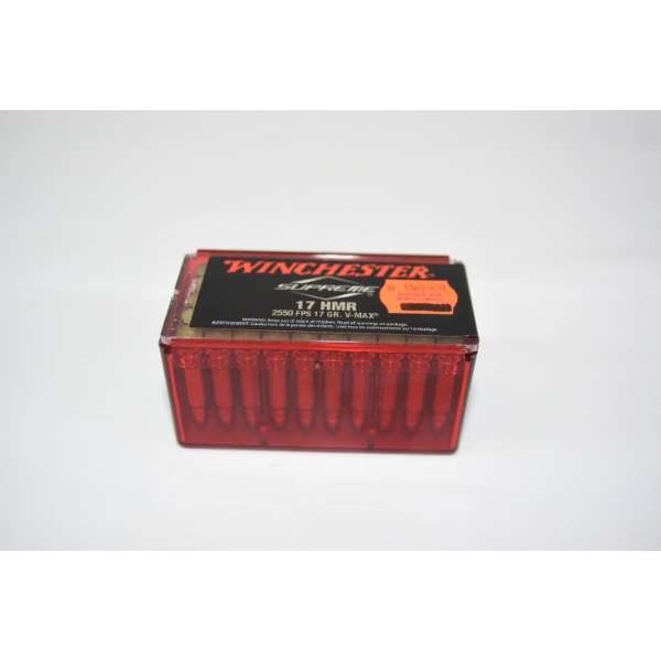 50 Rounds Winchester 17 HMR 17gr. V-Max Ammunition