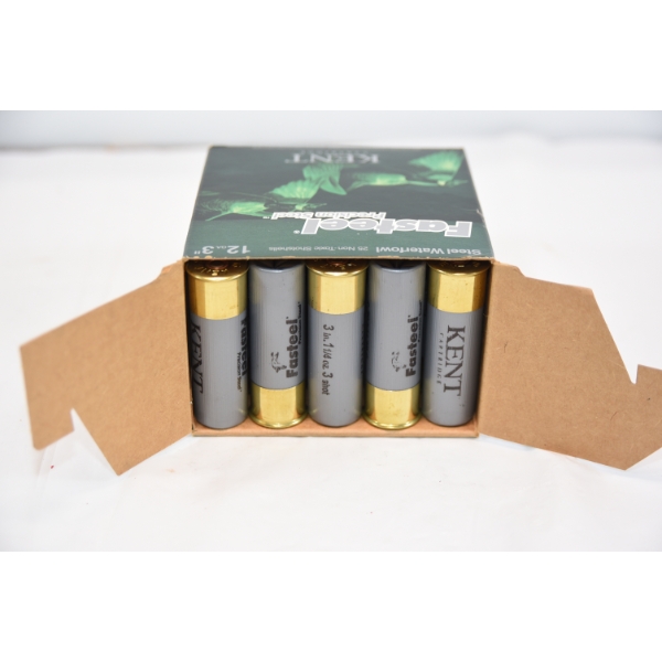 25 Rounds Kent Cartridge Fasteel 12 Gauge 3" #3 Ammunition