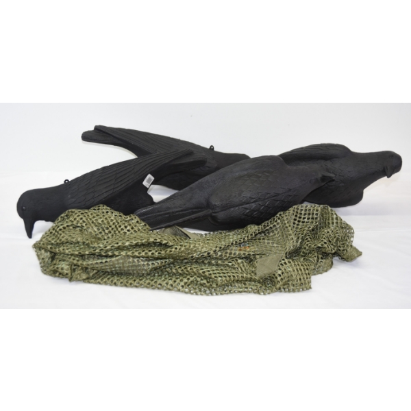 4 Hard Crow Decoys W/ Flambeau Mesh Bag