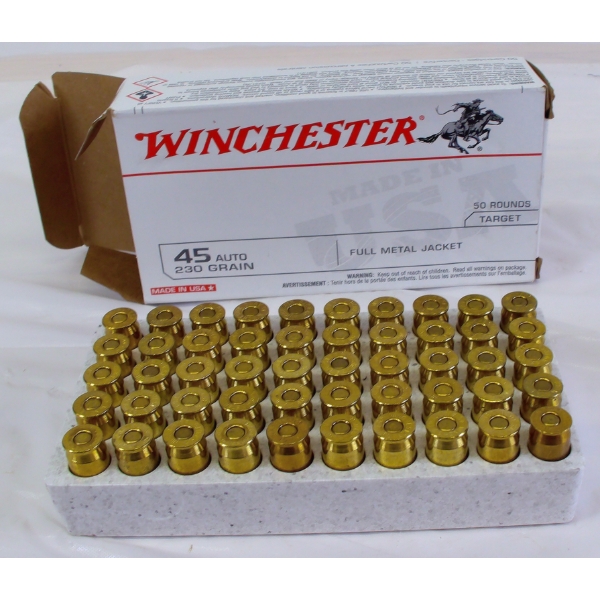 50 Rounds Winchester 45 Auto 230 Grain Ammunition 