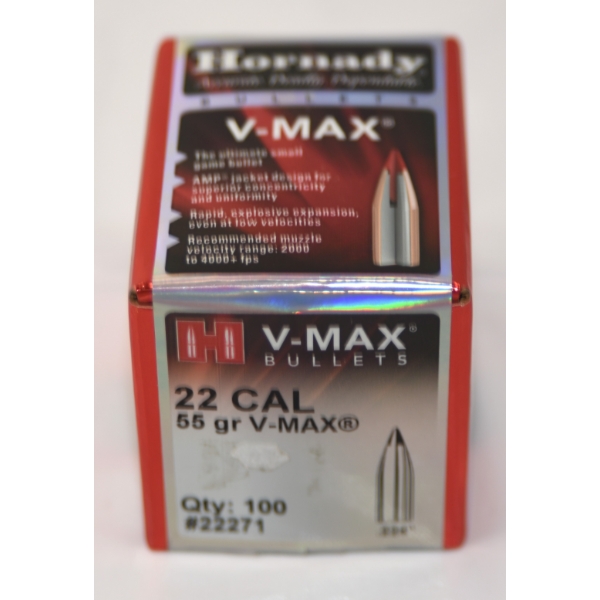 100 Pieces Hornady V-Max 22cal. 55gr. V-Max Ammunition