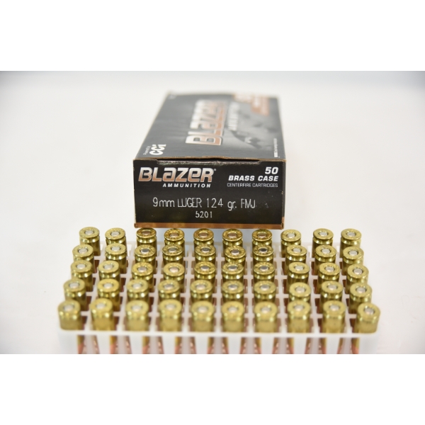 50 Rds. Blazer 9mm Luger 124gr. FMJ Ammunition 
