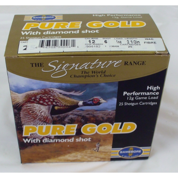 25 Rounds Pure Gold 12 Gauge 2 1/2 6 Shot Ammunition 