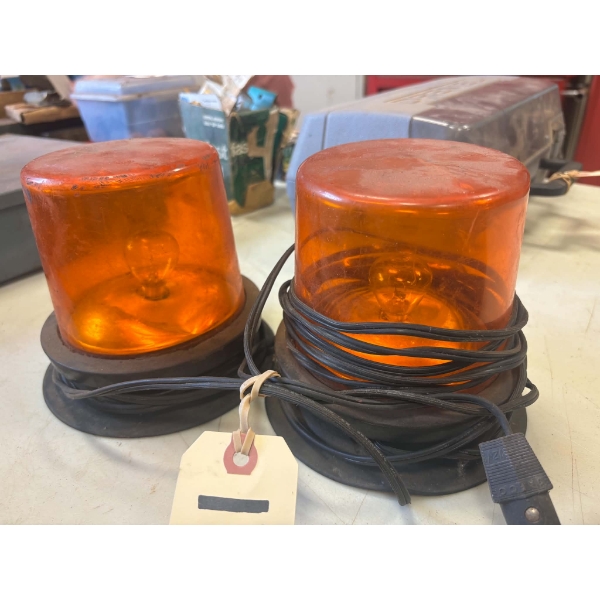 Pair of Amber Rotating Warning Lights