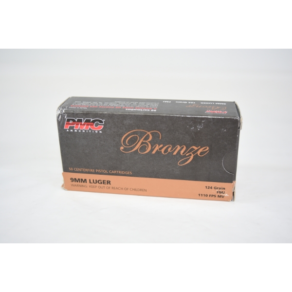 50 Rounds PMC Bronze 9MM Luger 124gr. FMJ Ammunition