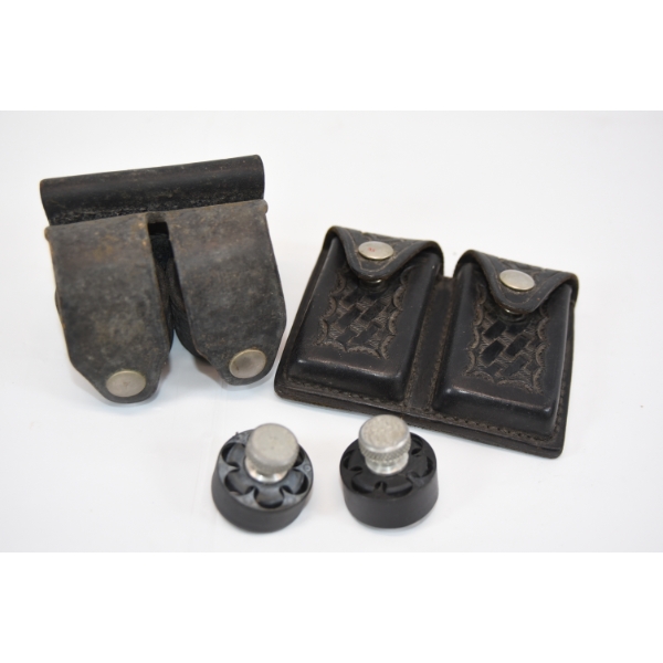 Box Lot 2 Leather Ammunition Pouches & Speed Loaders