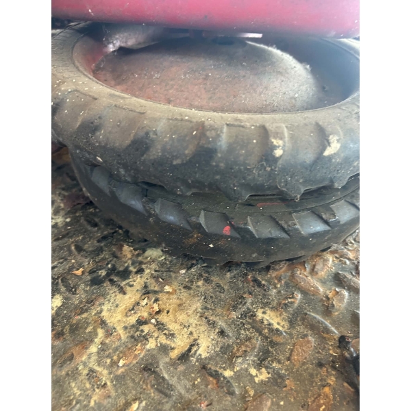 Vintage Pedal Tractor Wheels and Part, Marked Dubuque, Iowa