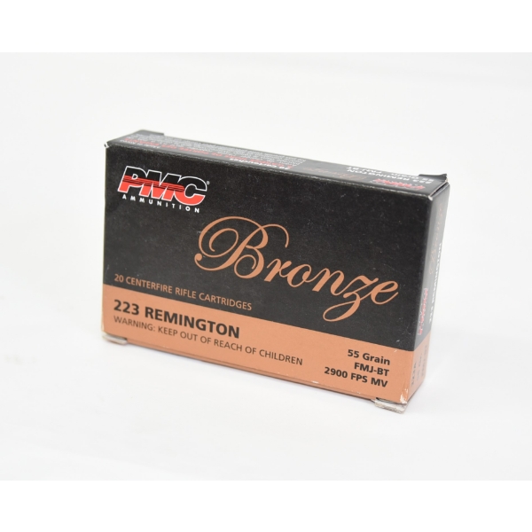 20 Rounds PMC Bronze .223 Remington 55 Grain FMJ-BT Ammunition
