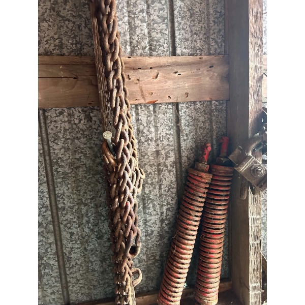 Heavy Logging / Tow Chains & (2) Red Heavy-Duty Implement Springs with Rods