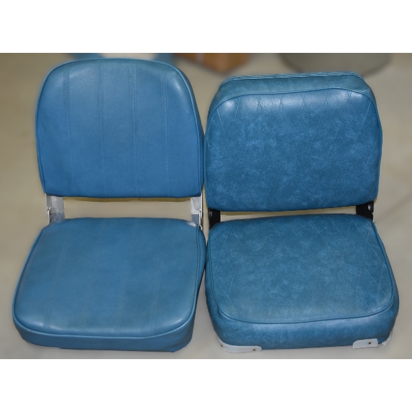 Pair Of B&M OE Illinois Blue Vinyl Folding Boat Seats
