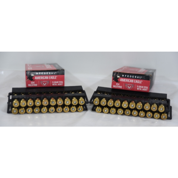 40 Rounds American Eagle 224 Valkyrie 75gr TMJ Ammunition 