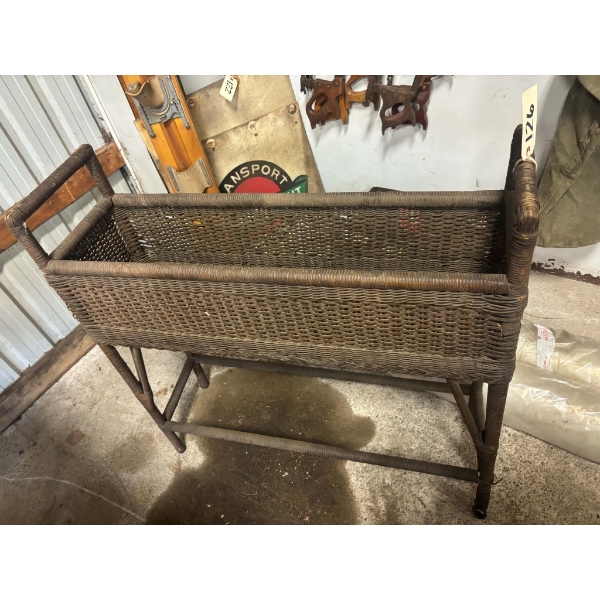 Vintage Wicker Planter on Stand 